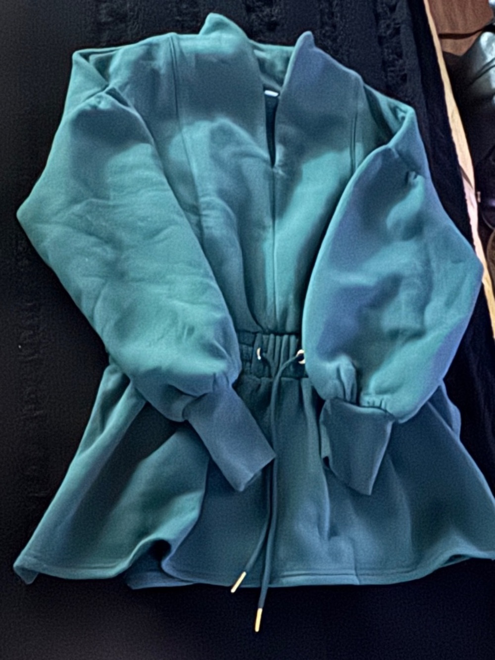 Teal Drawstring-Waist Women's Jacket